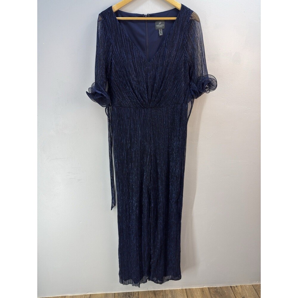 Adrianna Papell Navy Jumpsuit Sz 10 - Picture 3 of 16
